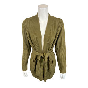 Joan Rivers Knit Wrap Cardigan with Removable Belt Top Dark Olive 2X Size